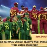 Pakistan National Cricket Team Vs West Indies Cricket Team Match Scorecard