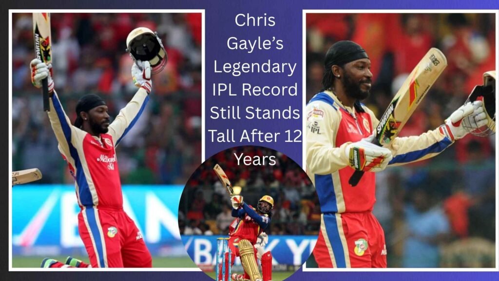 Chris Gayle celebrates his explosive century for Royal Challengers Bangalore during his historic IPL innings.