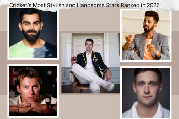 Most handsome cricketers in the world featuring Virat Kohli, KL Rahul, Pat Cummins and Shubman Gill.