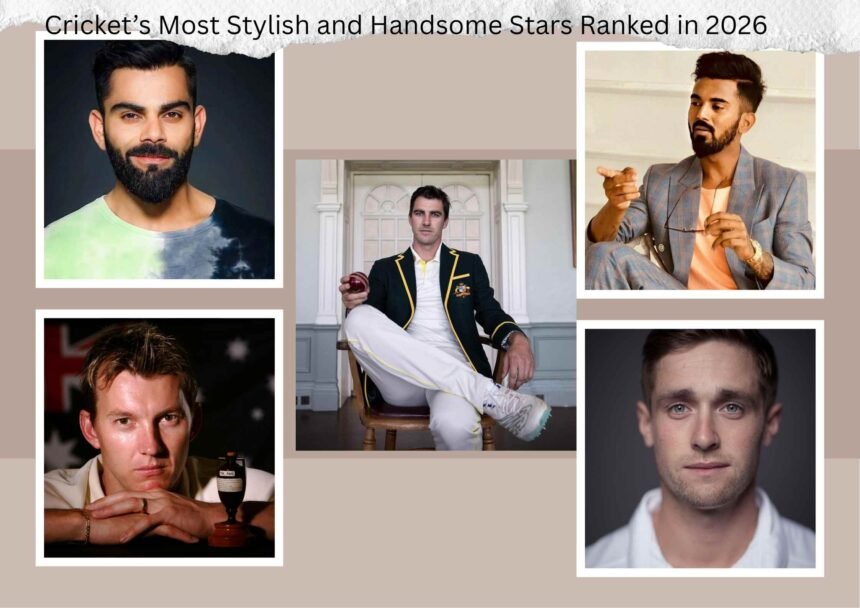 Most handsome cricketers in the world featuring Virat Kohli, KL Rahul, Pat Cummins and Shubman Gill.