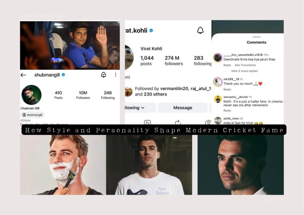 Popular cricketers influencing fans through fashion, fitness, and social media.