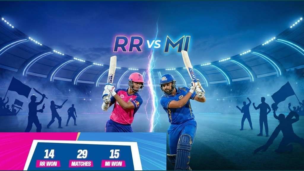 Rajasthan Royals and Mumbai Indians players during an early IPL rivalry match featuring iconic cricket moments.