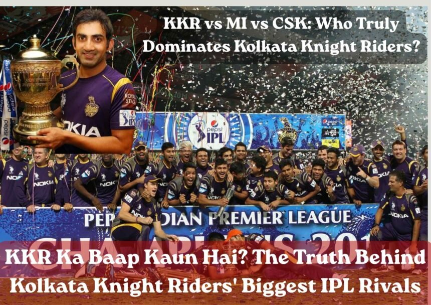 KKR players celebrating IPL title victory with trophy at Eden Gardens.
