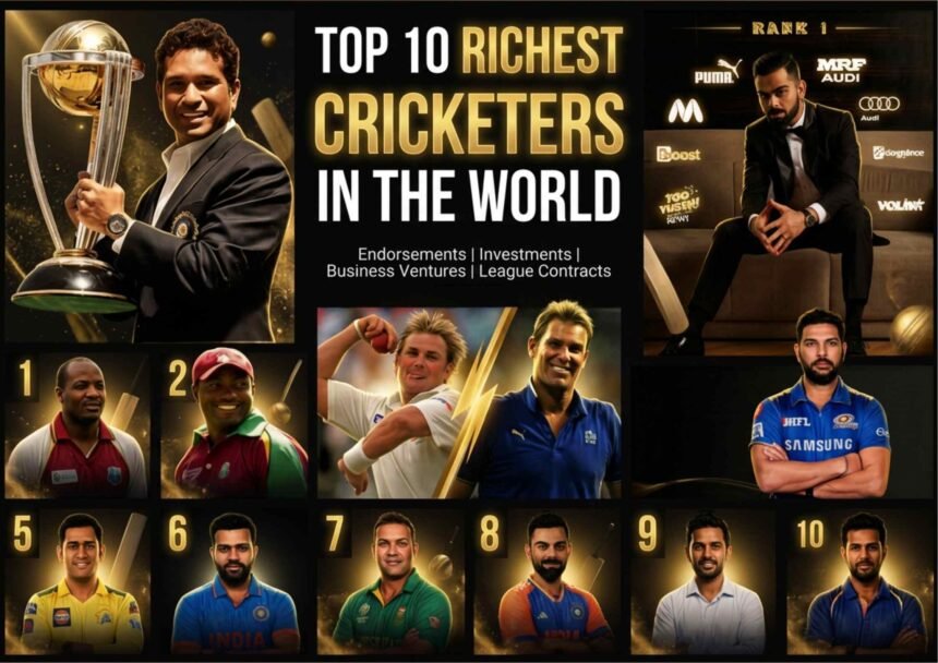 Top 10 richest cricketer in the world ranked by estimated net worth in 2026.