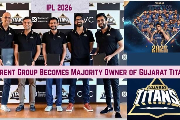 Torrent Group leadership during Gujarat Titans ownership acquisition announcement.